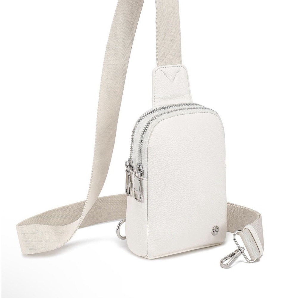 White Clear Crossbody Fanny Pack Back Purse Zipper Faux Leather Travel Every Day